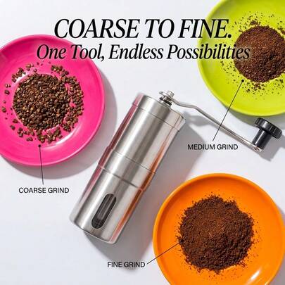 Molinillo de café manual con manivela, molinillo de granos de café con muelas de cerámica, molinillo manual portátil ajustable para viajes y uso doméstico