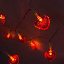 Valentine's Day Heart-Shaped String Lights, Romantic Red Heart Hanging Decor For Proposal Atmosphere, Wedding Tabletop Decoration LED - Warm white light - View 6
