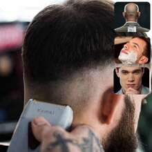 Kemei KM-3382 Hot-Selling Men's Electric Shaver, USB Rechargeable Reciprocating Shaver, Bald Men's Hair/Beard Trimmer, Dual Blade Head Razor 1pc - Light Grey - View 5