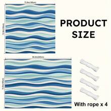1pc Blue And White Striped Print Sun Shade Sail, Modern Fresh Style, Large Size, UV Protection, Sturdy Durable Easy Installation, Suitable For Beach Garden Patio Yard, Includes Rope - Multicolor - View 2
