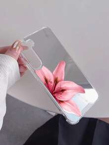 逼真粉色百合花鏡面手機殼，相容 iPhone 11/12/13/14/15/16/17/17pro/17e/17air/17pro Max 與 Galaxy/A54/A14/A12/A13/A15/A32/A33/A24/A52S/S20/S21/S22/S23/S24/S23Plus/S24ultra/S25/A15/A33/A23/S26/S26ultra/S25/S25ultra，透明保護殼，花卉設計，適合女性與女孩 - 彩色 - 查看 6