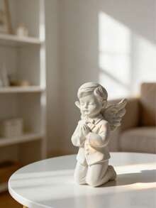 Resin Praying Angel Sculpture - White Little Angel Statue, Suitable For Religious Home Decor, Wedding, Baptism And Memorial Gifts. This Exquisite Kneeling Angel Sculpture, With Delicate Wings And Expression, Adds A And Spiritual Atmosphere To Your Living Room, Bedroom Or Altar. As A Timeless Accent For Bookshelves, Mantels Or Entryways, It Can Create A Peaceful Ambiance For Any Space. - B - View 8