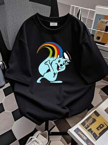 Unisex-T-Shirt im Vintage-Look mit Retro-Maskottchen der Universiade Zagreb 1987 in Kroatien, weiches, atmungsaktives Material für lässige Streetwear im Alltag. - Schwarz - Übersicht 2