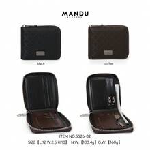 MANDU Men's Plaid Wallet RFID Men's Wallet Casual Purse Personalized Card Holder Card Clip - Black - View 4