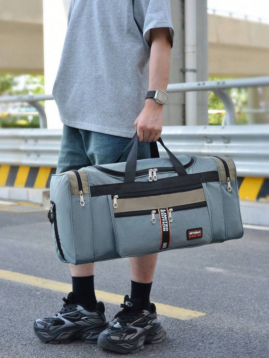 Nueva bolsa de viaje de moda, bolsa deportiva, de yoga, de gimnasio, de hombro, impermeable, de gran capacidad, de estilo minimalista y versátil, conúltiples bolsillos, para viajes, - Beis - Ver 1