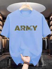 2025 Men'S Summer Fashion Casual Versatile Easy Letter Print Soft Comfortable Round Neck T-Shirt - 白色 - 查看 6
