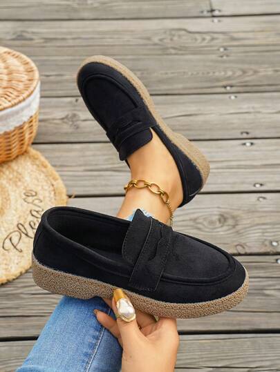1 Pair Solid Color Fashion Preppy College Style Casual Party Fabric Metal Chain Women's Wedge Platform Shoes For Outdoor Office Party Vacation Holiday College All Seasons