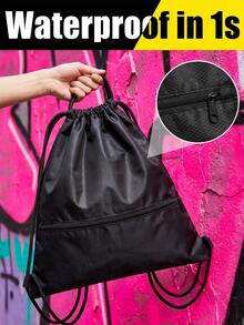 Minimalist Drawstring Backpack Bag With Front Pocket Tear Proof Sport Gym Sackpack For Fitness Lovers Handy Lightweight Drawstring Bags Perfect For Daily Camping Essentials Beach Equipment Basketball Must Haves Football Stuff Acceccories - Drawstring Bag - View 11