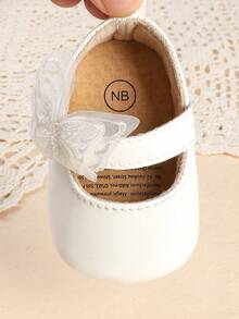 0-3-5 Months Spring/Autumn Newborn Infant Girl Solid Color Bow Cute Princess Shoes Suitable For Indoor/Outdoor - White - View 7