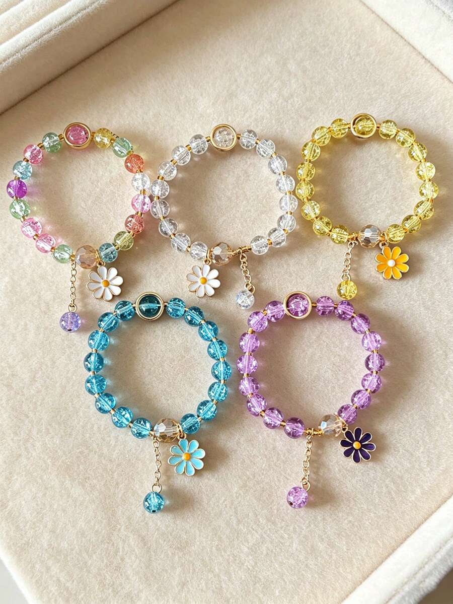 Daisy Bloom Floral Bracelet - Versatile Elegant Fashion Sunflower Pendant Jewelry Accessory - Multicolor - View 1