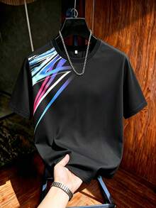2026 World Cup Fan Celebration Men's Shoulder Colorful Diagonal Stripe Digital Print Quick-Dry Breathable Crew Neck Loose Fit Short Sleeve T-Shirt - Multicolor - View 9