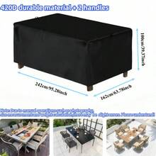 Garden Furniture Cover With 2 Handles, Patio Furniture Cover, Square Table And Chair Furniture Cover, Durable And Thickened Polyester Material, UV Resistant, Essential For Patio Owners - Black - View 8
