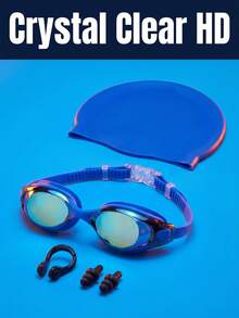 Streamlined Swim Goggles With Comfortable Nose Clip And Ear Plugs Set Stretchy Swim Cap For Vacation Cruisers Ergonomic Adult Swim Goggles To Hold Clear Vision Under Water Beach Essentials Swimming Pool Stuff Vacation Accessories For Women - Swimming Goggles - View 6