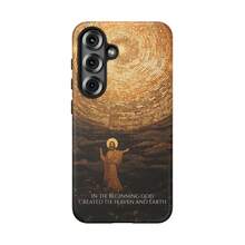 Génesis 1:1 En el Principio Funda para   Galaxy con Ícono de Mosaico Bizantino Cristiano Ortodoxo  HONOR  OPPO - Multicolor - Ver 6