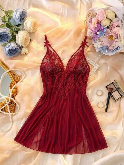Camisón sexy transparente para mujer con diseño de camisola, lencería sexy