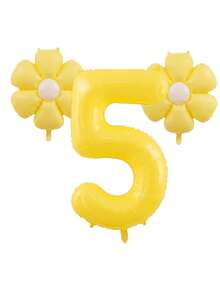 3pcs Giant 40 Inch Lemon Yellow Number 0-9 Balloon Set, Includes 18 Inch Fresh Daisy Balloons, Suitable For Birthday, New Year, Anniversary, Anniversary Party Decoration, 40 Inch Large Number Birthday Balloons - Number - View 7