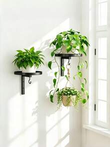 1pc Black Metal Wall-Mounted Bird Bath & Feeder Combo, Outdoor Hanging Bird Water Tray With Hook, Suitable For Garden And Yard - A - View 3