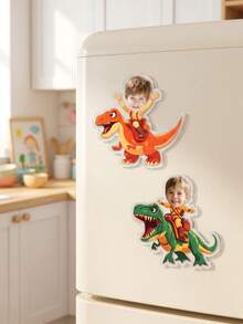 1 buah Magnet Kulkas Akrilik Foto Anak-Anak Kustom Bergambar Penunggang Dinosaurus, Hadiah Magnet Foto Lucu Kustom untuk Dekorasi Rumah Dapur, Kenang-kenangan Ulang Tahun - MultiWarna - View 5
