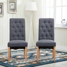 Mcc Direct Set Of 2 Linen Fabric Dining Chairs Roll Top Scroll High Back For Home & Commercial Restaurants - Brown - View 3