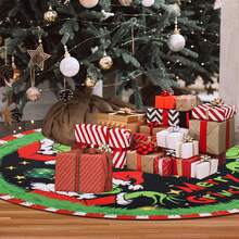 The Grinch Green Monster "Merry Christmas" Tree Skirt - Soft And Fun Country Style Holiday Decor, Suitable For Christmas Parties - Multicolor - View 3