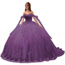 Vestidos de quinceañera de lujo con hombros descubiertos y apliques de encaje hinchado, vestido de baile precioso dulce 16 vestidos - Borgoña Deep - Ver 28
