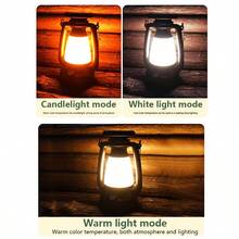 1pc ABS Plastic USB Rechargeable Retro Style LED Camping Lantern With Hanging Handle,Portable Tent Lamp For Outdoor Camping Hiking Backpacking Emergency Home Decor Night Lighting Use - Camping Lights - View 5