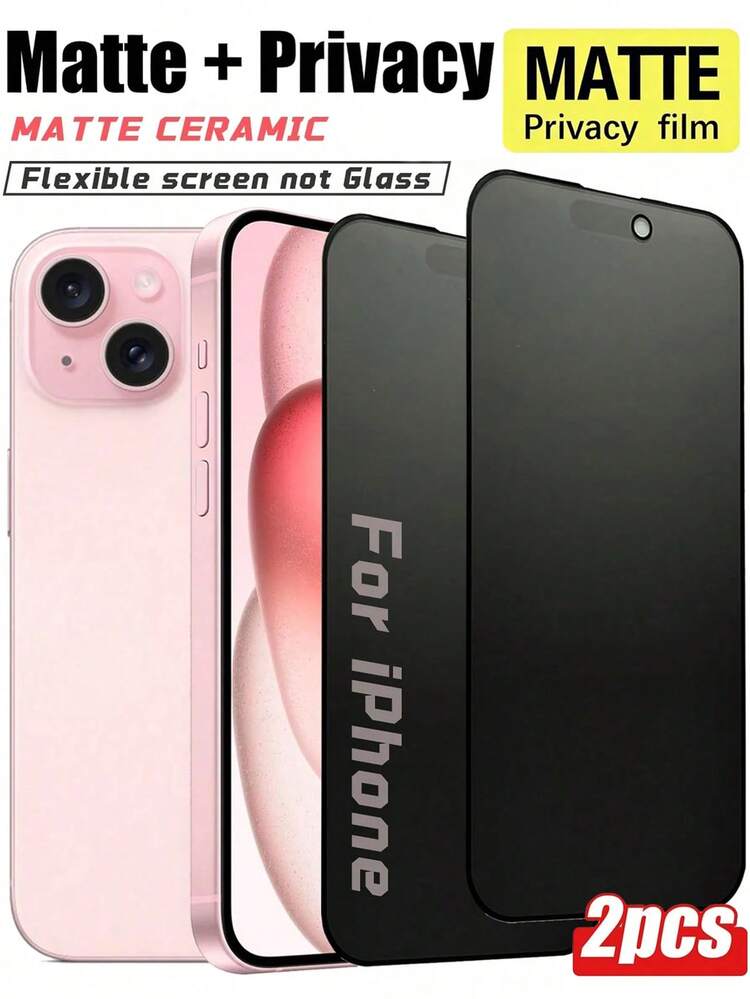 2pcs Matte Anti-Peeping Full Coverage Smooth Touch Sensitive Touch Gaming Friendly Soft Film Full Screen Phone Screen Protector Accessories Compatible With IPhone 17 Pro Max 17 Pro 17 Air 17 16 Pro Max 16 15 14 13 12 11 Pro Max Gaming Peripherals - Black - View 21