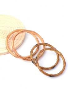 Anillos para asas de bolsos tejidos, asas de bolso de resina de bambú falso portátiles, accesorios DIY lindos - Champán - Ver 1