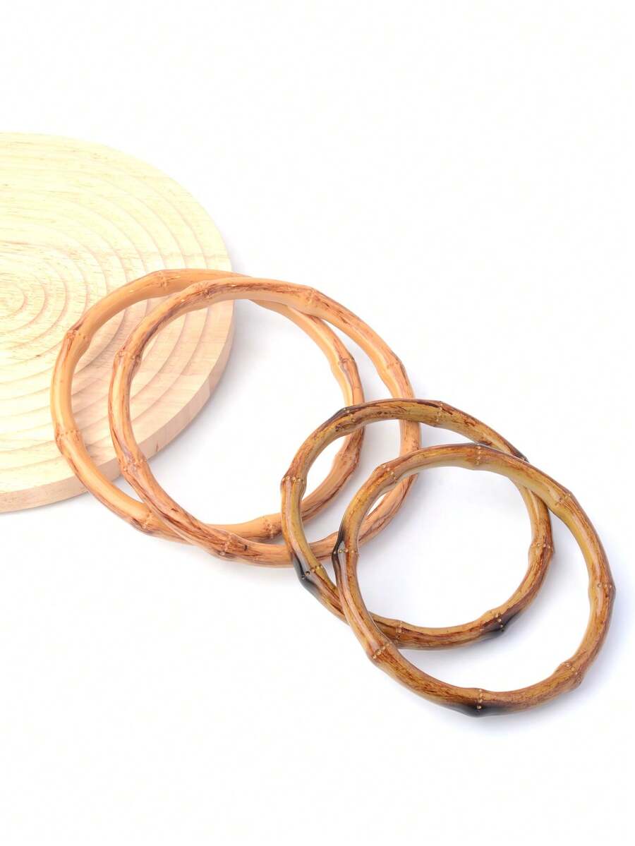 Anillos para asas de bolsos tejidos, asas de bolso de resina de bambú falso portátiles, accesorios DIY lindos - Champán - Ver 1