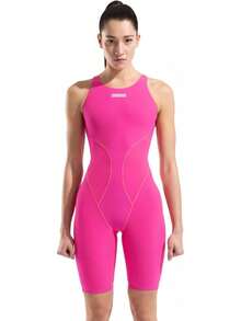 Arena Arena Women's Powerskin Impulso Kneeskin Swim Racing Suit Open Back Short Leg Traje de baño de una Sola Pieza Mujer - Rosa impactante/verde agua - Ver 8