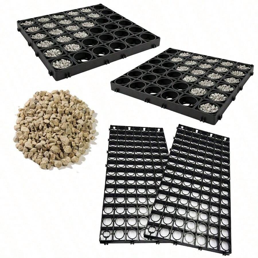 Black Protective Plastic Paving Driveways Grid Mats Provides Stable Surface Resistant To Heavy Loads (Pack Of 8) - 8 Grids - View 1