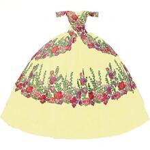 Vestidos de quinceañera con bordado floral con hombros descubiertos y temática mexicana, vestido de baile para mujer 2023 - Vino - Ver 21