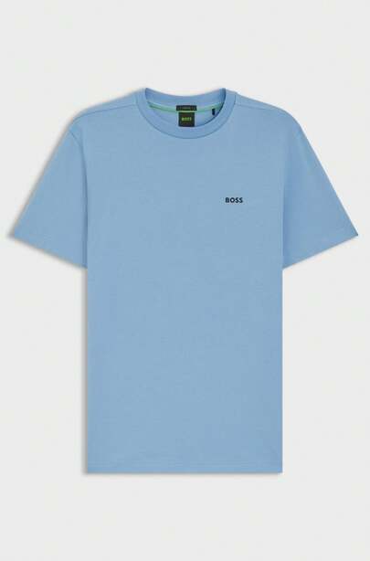 T-Shirt Homme Hugo Boss Bleu En Coton Stretch Avec Détail De Logo