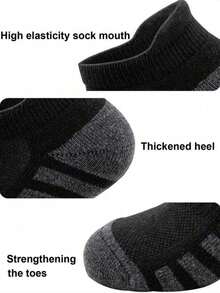 3/5/10/12/15/30 Pairs Of Men's Thickened Ankle Socks, Sports Running Socks, Low-Cut Casual Sports Socks, Ankle Socks, Unisex, Men's Boat Socks, Men's - Multicolor - View 3