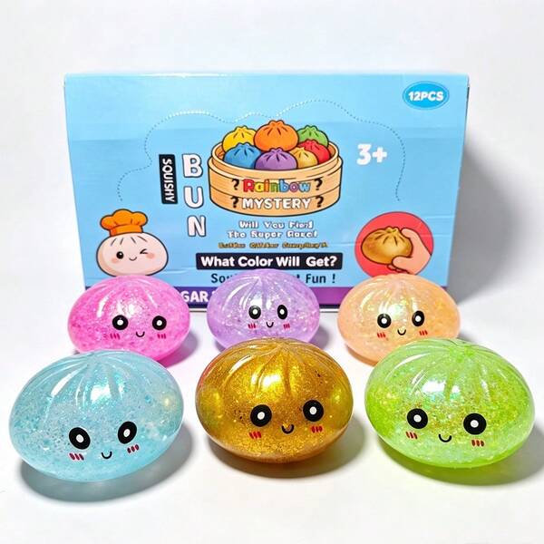 1 peça Brinquedo Anti-stress Realista em Forma de Pão no Vapor para Apertar, Recheado com Gel com Brilho, Toque Macio, Apertável e Amassável Repetidamente, Elástico e Macio, Alivia o Stress e a Ansiedade Diários, Adequado para Crianças e Adultos