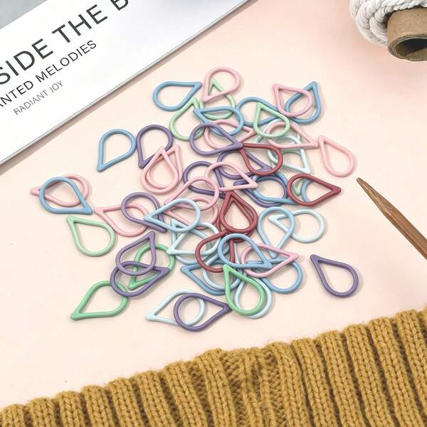 Water Drop-Shaped Stitch Marker Colorful Plastic Locking Stitch Clips, Smooth Reusable Knitting Crochet Markers, Portable Weaving Accessories For DIY Sewing Craft, Great Gift For Knitting Enthusiasts.