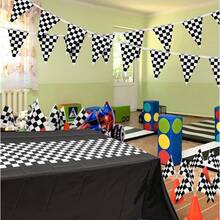 1pc Racing Theme Tablecloth, Black Racing Car Pattern Table Cover, Baby Shower Party Tablecloth, Racing Birthday Party Decoration, Gender Reveal Party Decoration Table Runner, Racing Theme Party Supplies, Racing Game Table Decoration, First Tooth Party Decoration, Welcome Newborn Party Decoration Table Runner, Racing Room Decoration, Home Decor, Outdoor Decoration Disposable Tablecloth, 1st Birthday Gift - Black Racing Car - View 6