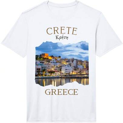 Greek Island Crete Greece Featuring Rethimno Town Harbour Performance T-Shirt