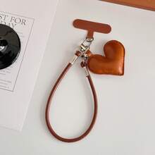 Ins Fashion Creative Leather Heart-Shaped Bag Charm, Heart Keychain, Phone Case Strap, Couple Backpack Pendant, Suitable For Phone Lanyard, CCD Camera Hanging Chain, Bag Decoration, Creative Anti-Loss Wrist Strap - Multicolor - View 19