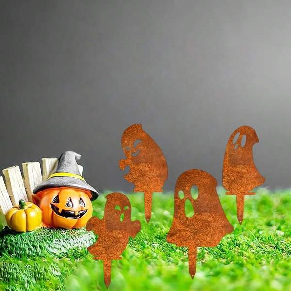 Halloween Country Style Acrylic Yard Stakes, Outdoor Garden Decorative Acrylic Home Lawn Ornaments, Suitable For Plants And Other Crafts