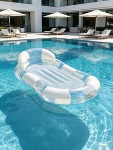 Transparent Sequin Inflatable Pool Float Lounge Chair Set, Mesh Water Hammock Floating Chair And Swim Ring, Portable Inflatable Floating Bed, Suitable For Pool, Beach, Summer Water Party - Multicolor - View 5
