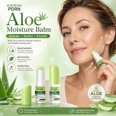 IOIOKISS 3-In-1 Aloe Anti-Wrinkle Skincare Stick, Moisturizing & Firming Stick, 7g Portable Size | Multi-Effect Lifting & Wrinkle Reduction Skincare, Nourishing Anti-Aging Skincare, Fades Nasolabial Folds, Crow's Feet, Neck Lines, Unisex, Compact & Portable, One-Step Daily Makeup & Skincare