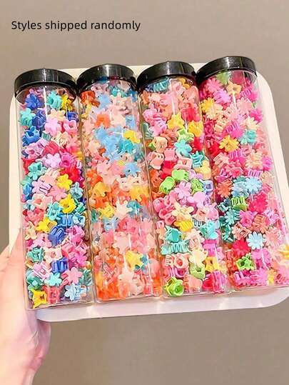 80 piezas de mini pinzas para el cabello empaquetadas en barril, accesorios para el cabello lindos y sencillos para ir de compras, citas, fiestas. Estilo aleatorio, pinzas para el cabello tipo garra de dopamina, pinzas para el cabello, pinzas para el cabello, pinzas para el cabello para vacaciones, atuendos de mujer, atuendos de verano, pinzas para el cabello