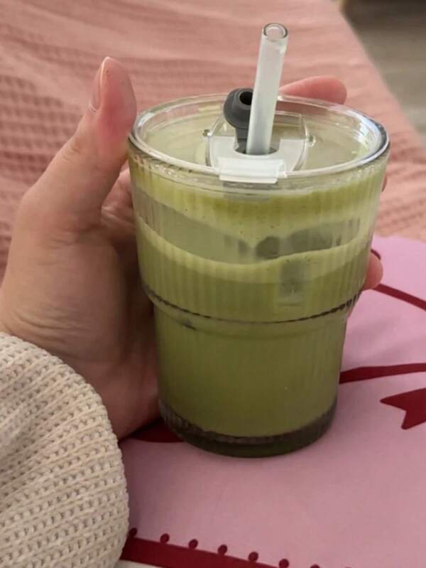 Heat-Resistant Glass Coffee Cup With Lid And Straw – Leak-Proof, Portable Hot Beverage Cup; Stylish, Minimalist Design; Suitable For Office And Travel; Clear Glass Tumbler – A Back-To-School Essential.