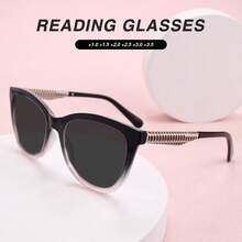1pc Oversized Cat Eye Grey Lens Reading Glasses, Leopard Print Design, With High-Quality Metal Hinges, Suitable For Women's Daily Wear - Ash - View 2