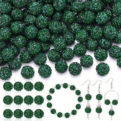 150 piezas de cuentas de arcilla blanda Shambhala con strass de 10 mm, 5 filas, perforación completa y agujero , en verde oscuro, adecuadas para la fabricación de joyas DIY, accesorios DIY, perfectas para todas las estaciones, proyectos de joyería DIY que incluyen pulseras y pendientes