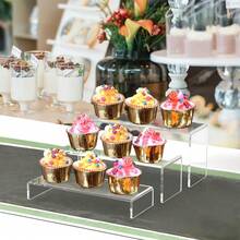 3/6pcs Clear Plastic Display Risers, Cupcakes Sweet Display Holder Stand, Elegant Dessert Riser Display Stands For Party, Afternoon Tea Snack Serving Trays. Table Decoration For Holiday, Wedding, Birthday, Party And Events - Clear - View 8