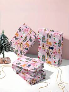 1 Roll Of Christmas Gift Wrapping Paper Featuring Cartoon Christmas Cats And Christmas Tree Patterns;Perfect For Christmas Gift Wrapping,Holiday Party Decor,Home Festive Decoration,DIY Craft,Festive Favour Wrapping Dimensions: 43 Cm X 300 Cm. - A - View 7