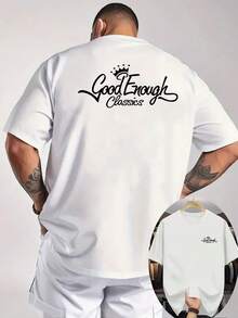 [Selección Niu Wang]Nueva Camiseta Casual de Verano para Hombre, Cuello Redondo Acanalado, Manga Corta, Tejido de Punto, Fresca y Cómoda, Estampado a Doble Cara en la Parte Delantera y Trase - Blanco - Ver 2