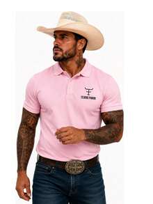 MHP Country Peão Premium Texas Men's Polo Shirt - 粉色 - 查看 3